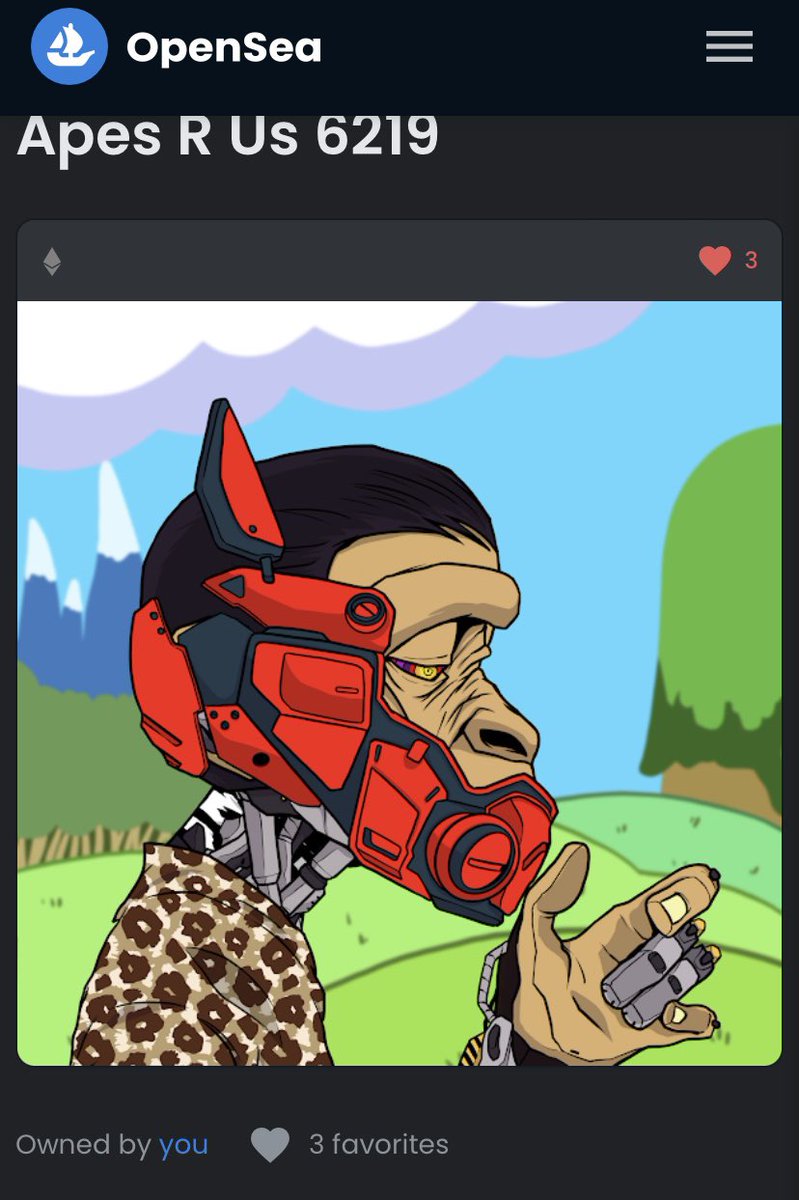 NFDeas's tweet photo. Second ape added to the collection! So excited for the future of @ApesRus_io ❤️ https://t.co/gIlFEEm76W