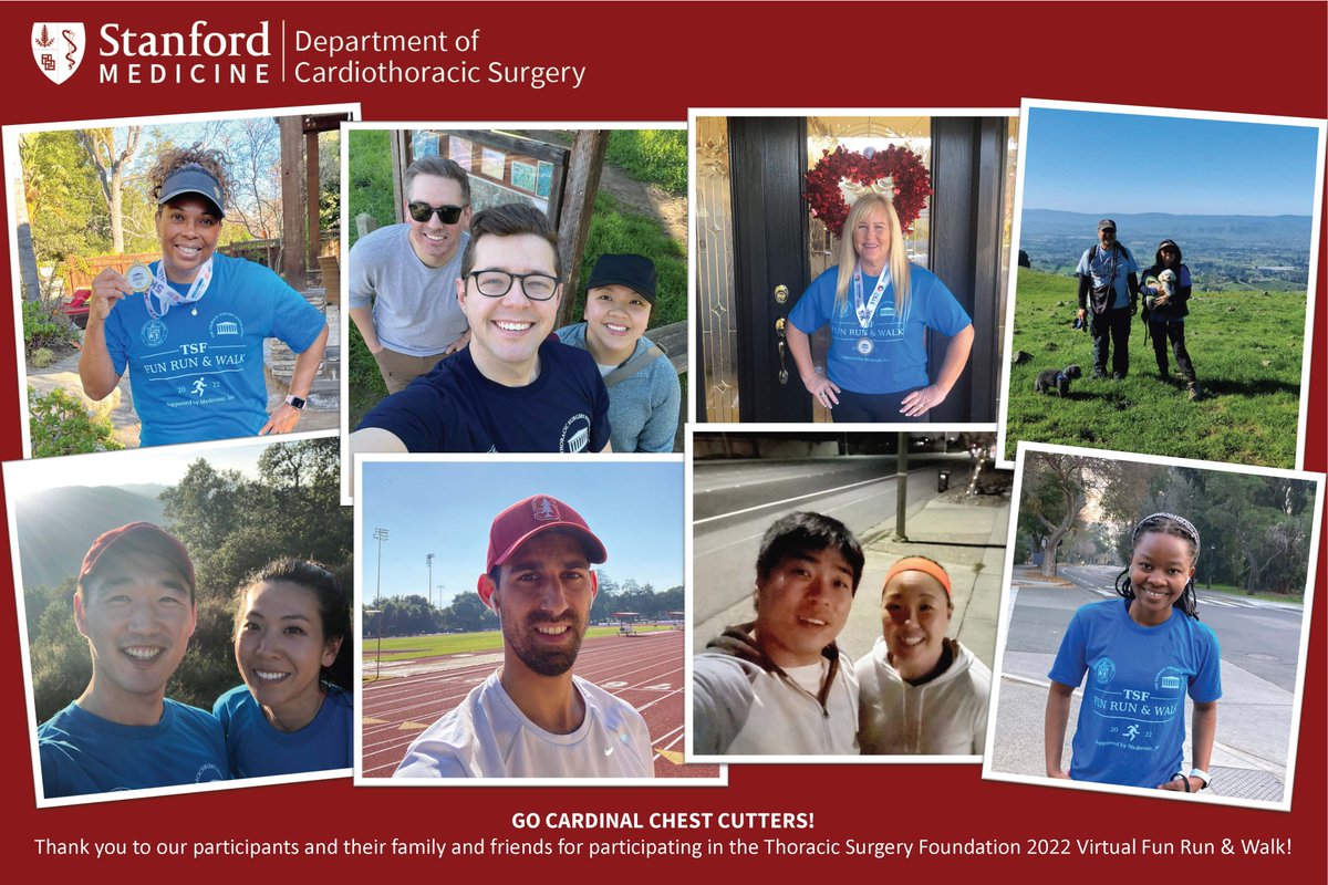 Go @StanfordCTSurg #cardinalchestcutters! 💪Thank you team captain @leahbackhusmd and all participants for taking part in #TSF5K and fundraising to benefit @CTSurgeryFdn #research programs! @ardalal_MD @wltrope @BAG_MD @natalielui22 @DouglasLiou @irmelliott @shrages