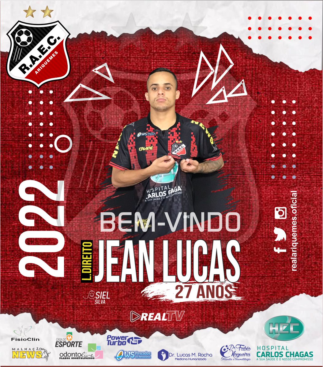 AriquemesReal's tweet photo. Com Estreia definida para o dia 20 de fevereiro em Ariquemes contra a equipe do Genus, o Real Ariquemes apresentou mais um reforço. Trata-se do Lateral Direito Jean Lucas 27 anos, natural do Rio de Janeiro, Jean que é filho de Criação do Artista Belo o cantor das multidões. https://t.co/hLdMmRH3YB