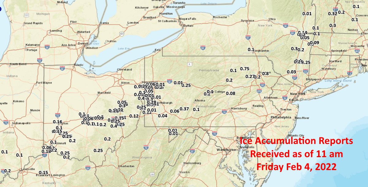 NWSEastern's tweet photo. Snowfall and ice accumulation reports for the February 3-4, 2022 storm. Highest snowfall totals by state:
NY - Paris 17"
VT - Warren 17"
IN - Leiters Ford 17"
ME - Newry 16"
MI - Mottville 14.1"
NH - Whitefield 14"
OH - Chardon 13"
PA - Townville 12.5"
KY - Burlington 4" https://t.co/KpWV1L4s7g