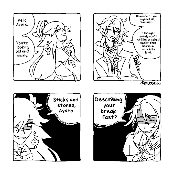 [genshin] this is how i imagine ayato and yae to be 