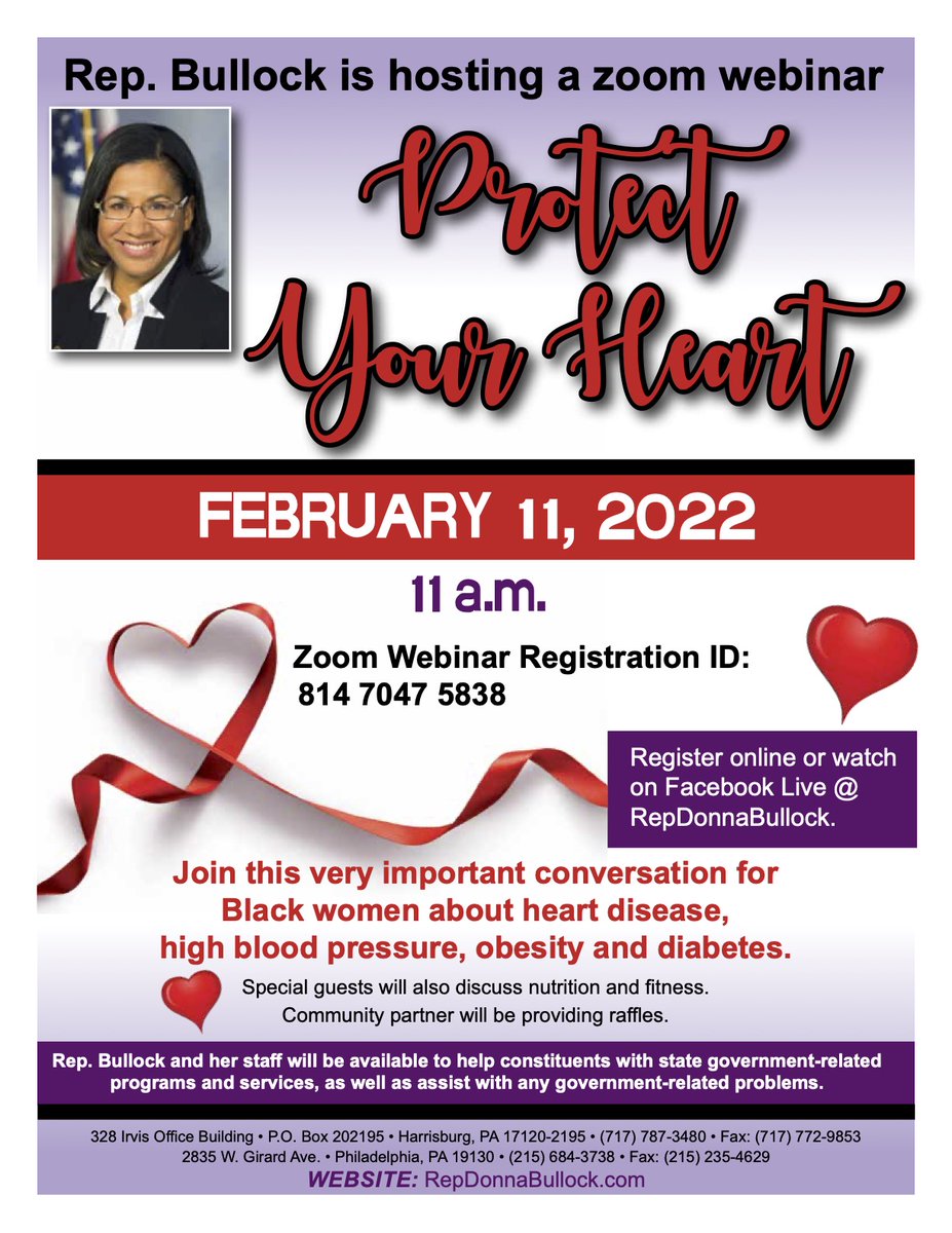 Save the date and  plan to join us for this very important conversation about #womenshearthealth in this month of #healthandwellness  -- #Blackhistorymonth2022