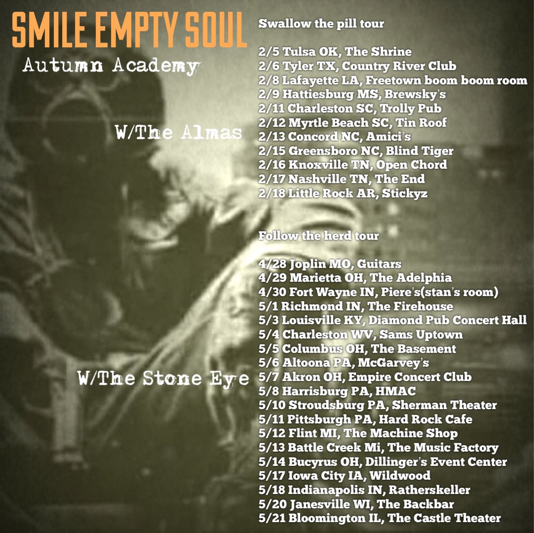 _smileemptysoul's tweet photo. Tour kicks off tomorrow in Tulsa OK, with Tantric...... looking forward to these shows https://t.co/m9tAjlJP6d