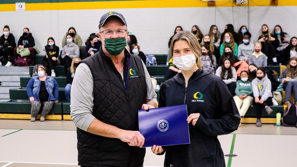 Today, we celebrated our Villagers who are leading a world of change by leading other girls and women forward in sports. Congratulations to senior field hockey and lacrosse player Lindsey Serafine who received an award by the National Women and Girls in Sport and the NJSIAA!