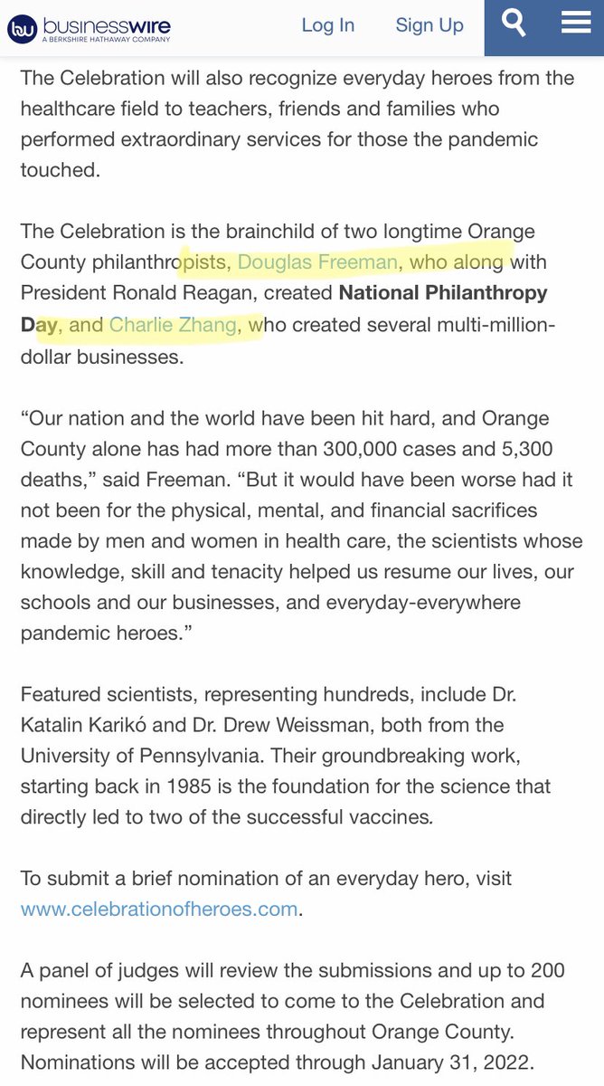 Can someone explain to me why Douglas Freeman & Charlie Zhang, the men behind the upcoming Celebration of Heroes event honoring the scientists responsible for the COVID-19 vaccines…bought a building for America’s Frontline Doctor Dr Jeff Barke’s Hillsdale charter school ?  https://twitter.com/ocregister/status/1466060014557220867