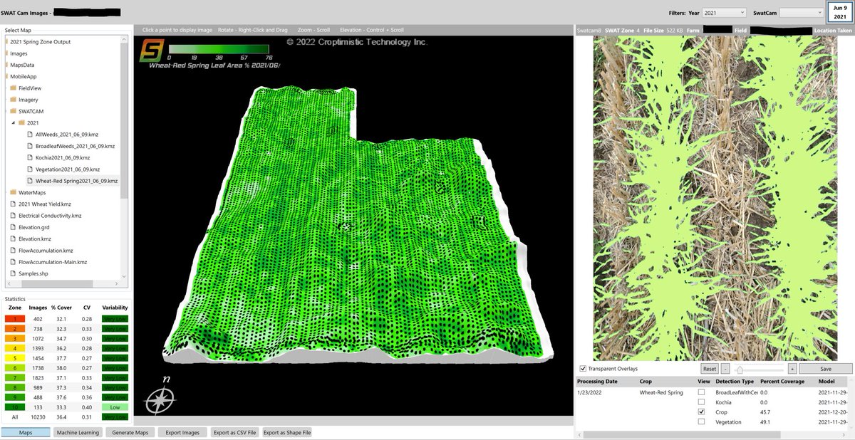 Sneak peak at our #swatcam UI within <a href="/swatmaps/">SWAT MAPS</a> #swatrecords software. Over 10k images auto-captured in this field in 2021 on a sprayer. What did we learn? Crop established within and between #swatzones very evenly and weed pressure was low. #variablerate strategy 👍 #swatresearch