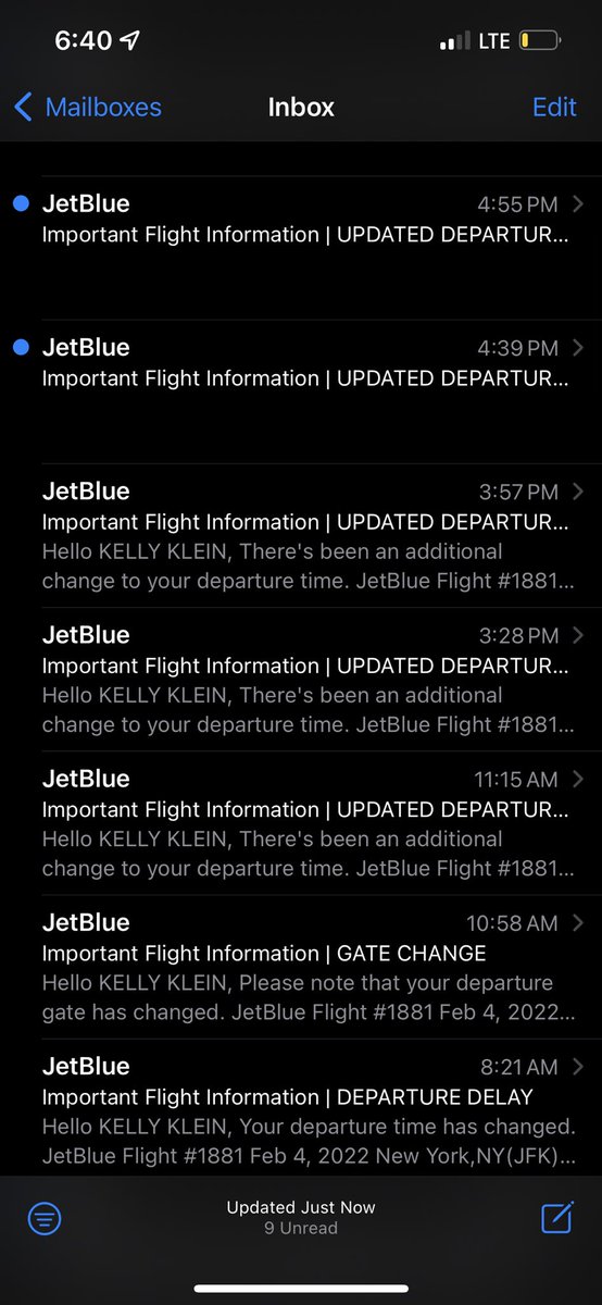 kbelllax21's tweet photo. @JetBlue THE WORST AIRLINE!!!! STILL SITTING ON A PLANE SINCE 3PM FOR A FLIGHT SUPPOSED TO LEAVE AT 12PM!!!!!!!  GET IT TOGETHER https://t.co/Ey6pepecep