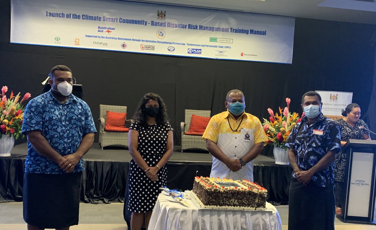 FijiNDRMO's tweet photo. Fiji launched its Climate Smart #CBDRM Training Manual yesterday.
This document will set a standard guideline for all future disaster trainings in the country.
We acknowledge our partners @AusHumanitarian @PCDFiji @AdraFiji for their support in the formulation of the Manual. https://t.co/2qKTW7s8wR