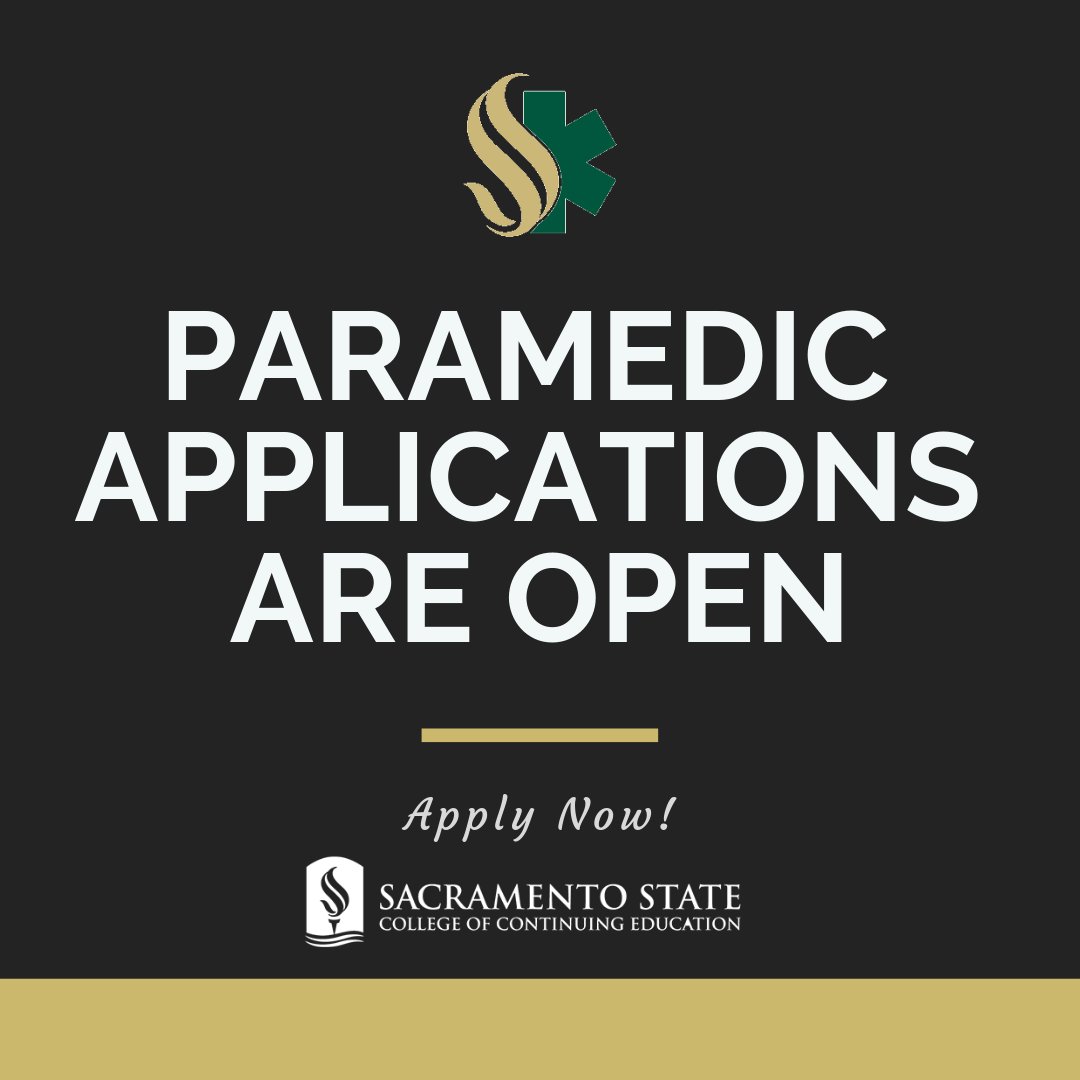 SacStateCCE's tweet photo. As the most comprehensive Paramedic Program  offered in the state, we provide students with a balance of the theoretical knowledge and applied skills needed to be successful. To learn more, visit https://t.co/2NaYa2jhyR Apply by May 25th. #SacStateCCE #ItsYourTime #SacStatePHE https://t.co/nshwsTuo0f