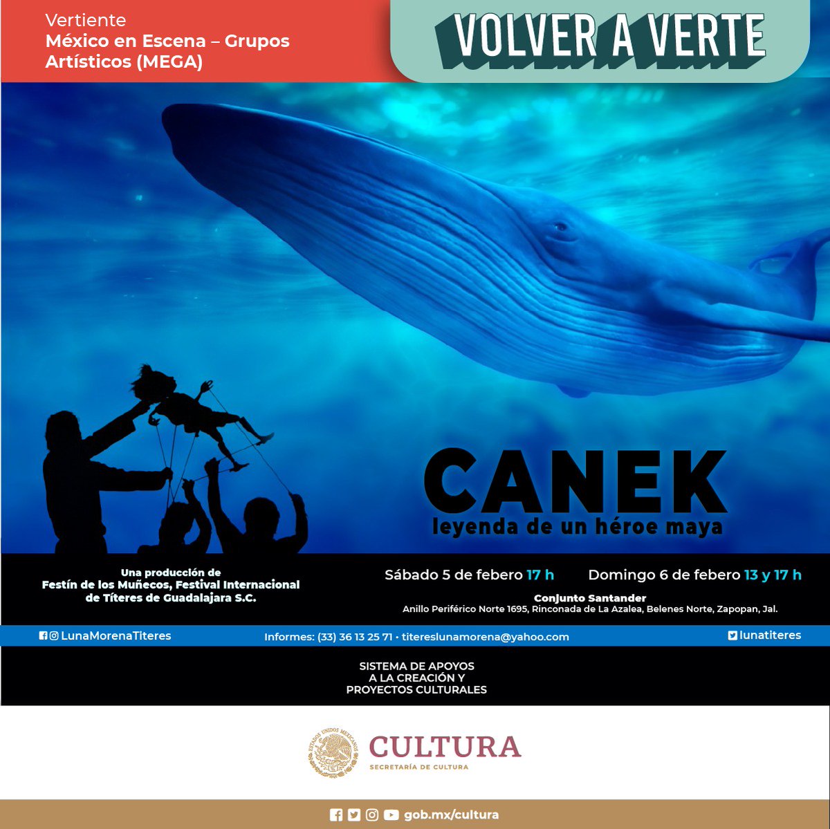 😃¡Llegó el día!

🎭¿Sabes quién fue Jacinto Canek? Conoce más sobre las injusticias que han vivido las comunidades mayas a través de esta obra de <a href="/lunatiteres/">Luna Morena Títeres</a> basada en la obra de Ermilo Abreu Gómez.

📍 <a href="/ConjSantander/">Conjunto Santander</a>, Zapopan
📅Hoy y mañana

#VolverAVerte