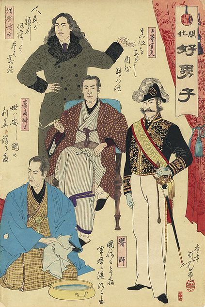2. Or it can represent the desire of Meiji era people for novelty. Western clothes at that time were meant to show sophisticated and modern tastes.
Unfortunately, I don't have time for deep analysis but even this quick glance shows historical references of Ayato's clothes