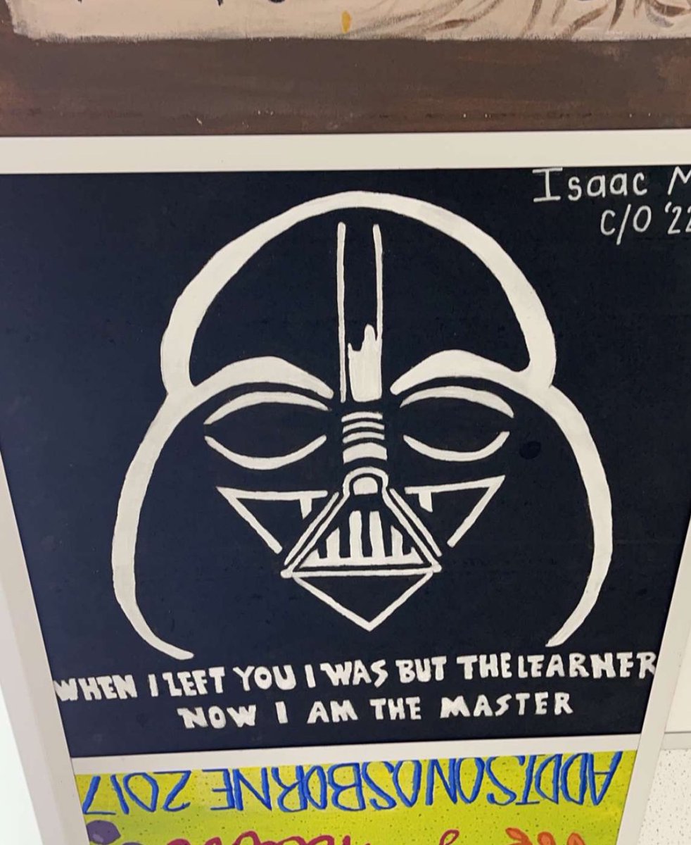 CameronMillz's tweet photo. My cousin, @issac21mills along with all seniors at @kchspanthers get to leave a ceiling tile at the school. This is his, created by his sisters.  @hannabethmills @emilypmills. Their father and I introduced them to #StarWars starting with New Hope. I couldn’t be prouder. https://t.co/GrKYvioS90