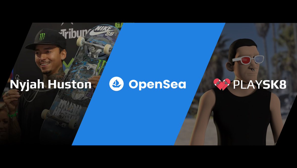 sk8nft's tweet photo. Today we are proud to announce an official partnership with the world’s largest NFT marketplace @OpenSea. We’re excited to be bringing more unique gaming content to their marketplace as one of their gaming partners. Together with @nyjah, we are brining real utility to NFT gaming! https://t.co/SVWUUOphkL