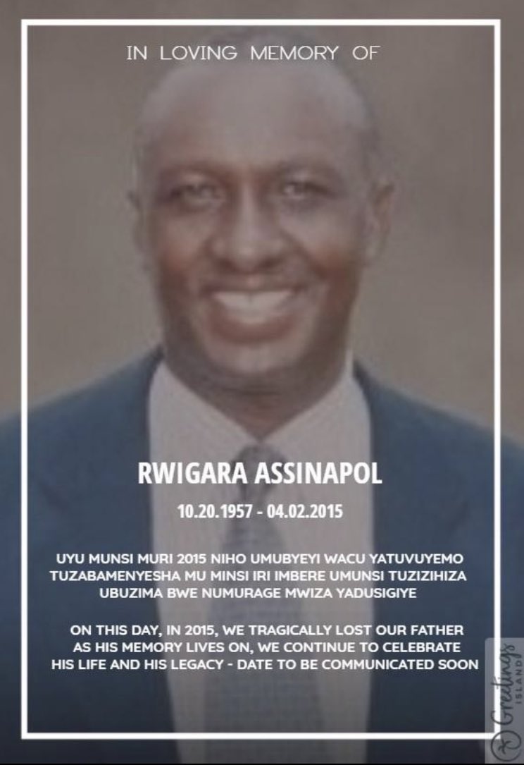 Mubyeyi wacu,
Hashize imyaka 7 umwanzi akwambuye ubuzima. Hari taliki 4 Gashyantare. Kukubura byakomerekeje benshi byindengakamere…nta munsi uhita tutagutekereje. Urukundo, Ubwitange n’Umurage wadusigiye bidukomeza buri munsi. Komeza uruhukire mu Mwami. #Rwigara #Rwanda