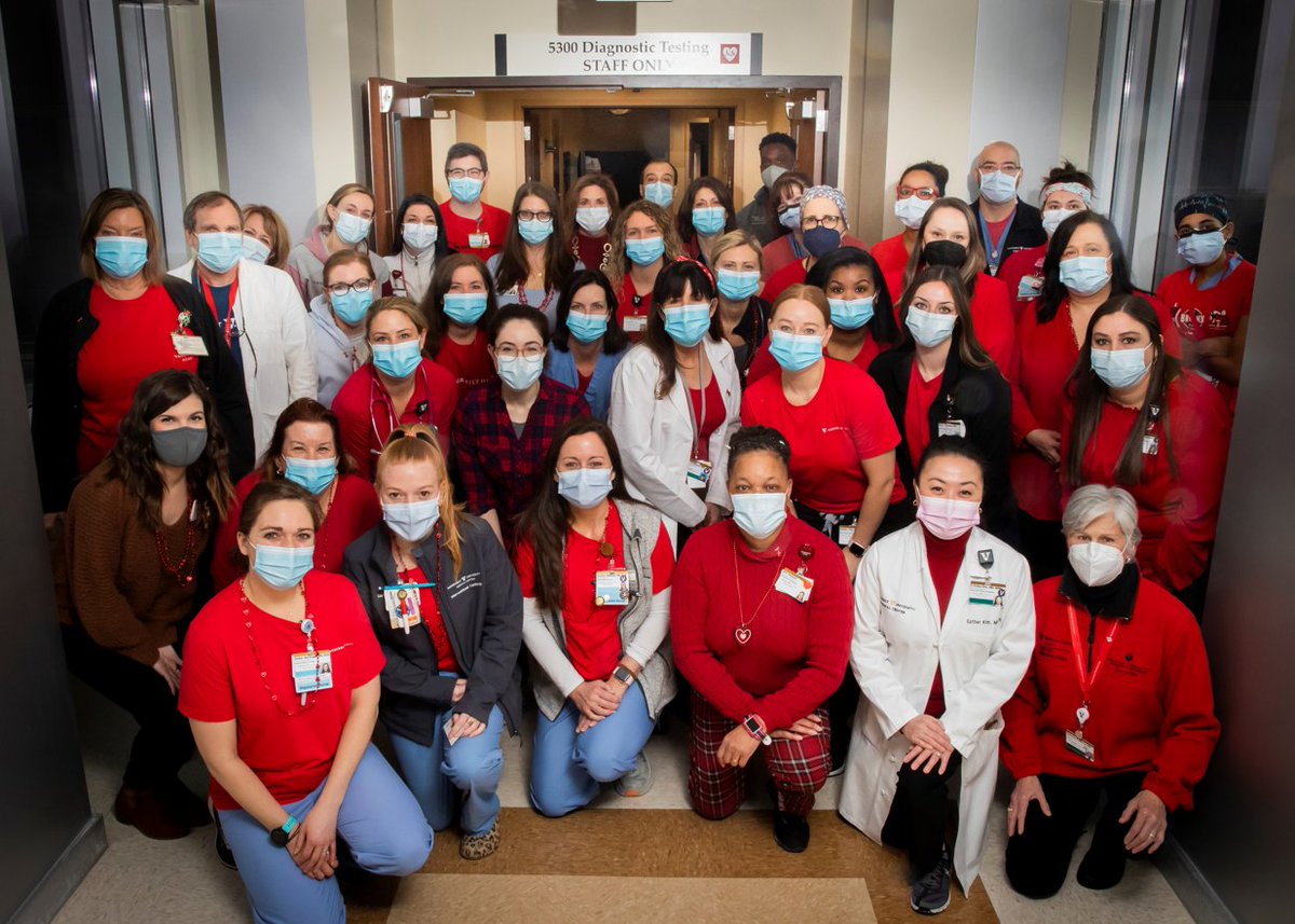 What a great team showing support for awareness and prevention of heart disease, especially among women, on National Wear Red Day 2022. #vumcgored