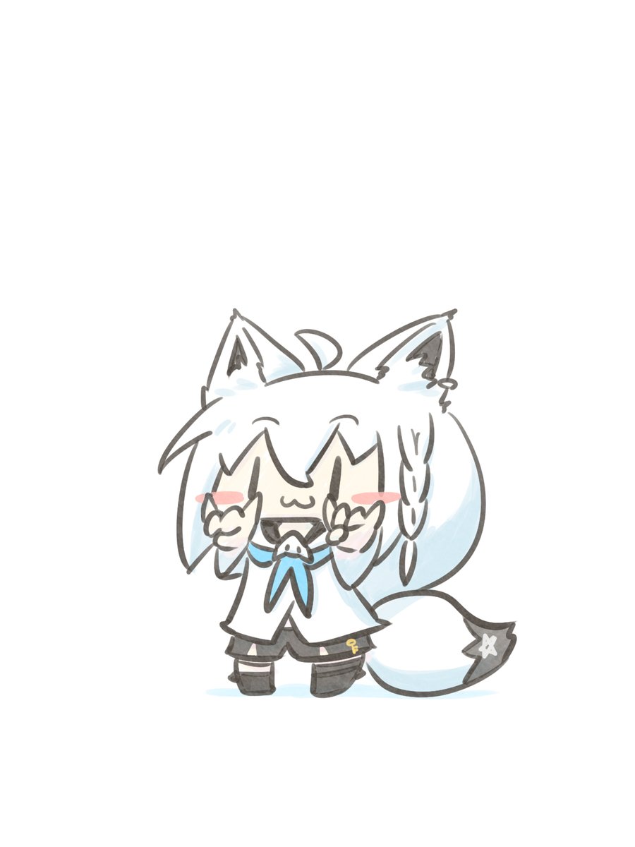 shirakami fubuki 1girl tail fox ears fox tail animal ears white hair fox girl  illustration images