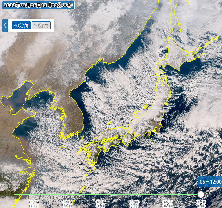 Winter_Monsoon's tweet photo. 【2月5日概況】1068hPaなう。厳冬期は続く、ジパングはわが寒気団の支配下じゃ。筋状雲列部隊びっしり、北陸地方を中心に多い所で50cm/12h程度の降雪攻め、背の高い降雪雲により、一部太平洋側にも侵攻を強めているぞぃ！各地で大雪に注意・警戒が呼びかけられておる。 https://t.co/Np7MxW312n