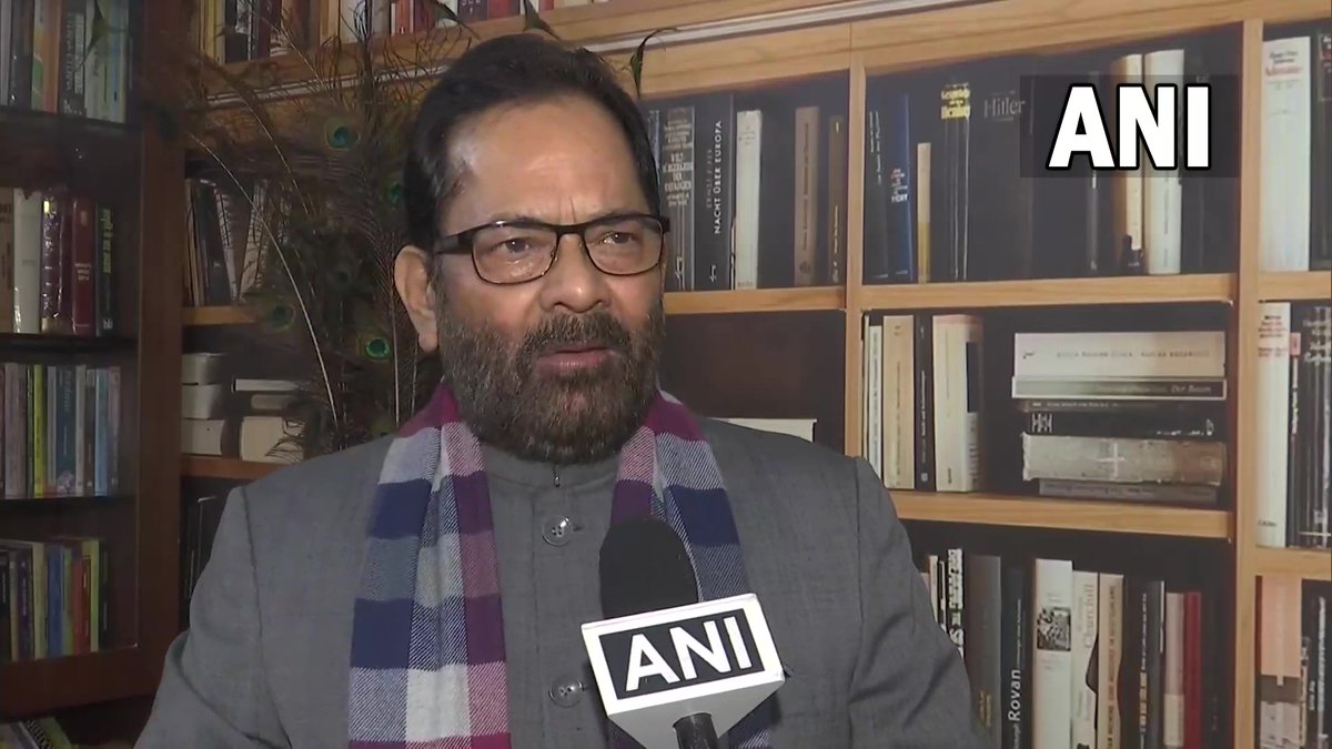 ANI's tweet photo. It's unfortunate that a TMC MP (Mahua Moitra) spoke on the floor of the House with the mindset to defame the Jain community&amp;their culture. Under a dangerous mindset, a conspiracy has been done to mislead the world over that community: Minority Affairs Minister Mukhtar Abbas Naqvi https://t.co/LVlCLJd1Ex