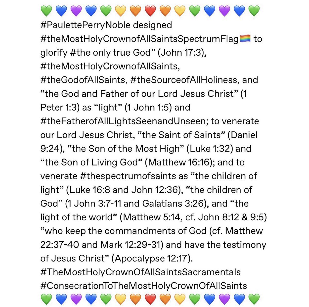 AllSaintsFlag's tweet photo. “Every best gift and every perfect gift is from above, coming down from the Father of lights, with whom there is no change nor shadow of alteration.” James 1:17.

#TheMostHolyCrownofAllSaints
#ConsecrationtotheMostHolyCrownofAllSaints
#TheMostHolyRevelationoftheCrownofAllSaints https://t.co/BzAqpWqVn2