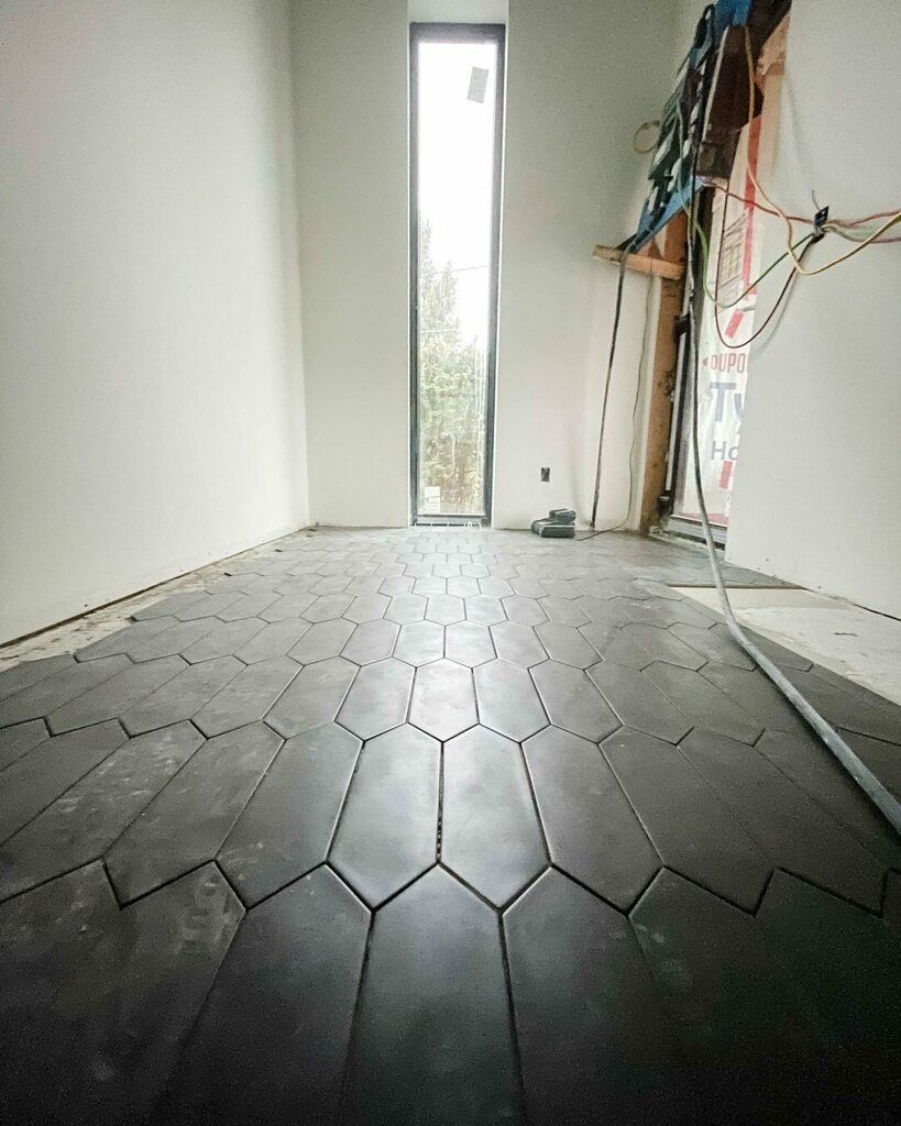 Ohhhhh the tiles… @susanbarstow on point with these kite tiles Running right into our floor to ceiling <a href="/euroline/">raya</a> passive house rated glass… keep watching as the reveal here will be amazing!! -
#barstowconstruction 
-
#buildbetter
- 
#designbuild
-
#b… instagr.am/p/CZlVjo-rrzz/