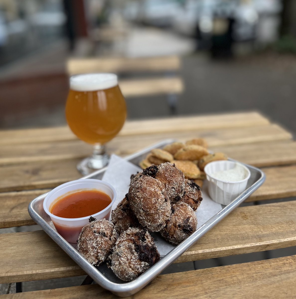 Stop by any Friday, Saturday, or Sunday in February to try our grilled cheese fritters with fried pickles, part of the Melt Down fundraiser for the YCAP Food Bank!