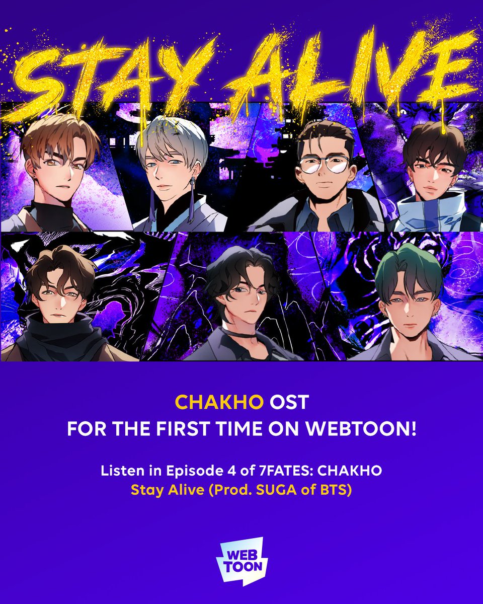 Be the first to listen #7FATES_CHAKHO OST 'Stay Alive (Prod. SUGA of BTS)' sung by Jung Kook of BTS.

Listen to the first verse of #StayAlive in episode 4 (linktr.ee/7FATES_CHAKHO) and don't forget to subscribe!

#방탄소년단 #BTS #슈가 #SUGA #정국 #JungKook
#StayAlive_CHAKHO