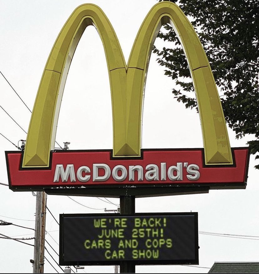 masscarsandcops's tweet photo. Welcome back @McDonalds of Saugus back to the @masscarsandcops with complimentary #IceCoffee on 6/25/2022 from 10am - 4pm located at the @ShopSquare1Mall (Essex Street Side) #CarsAndCopsCarShowOfMassachusetts #McDonalds #SquareOneMall https://t.co/LRmmrDFKWk