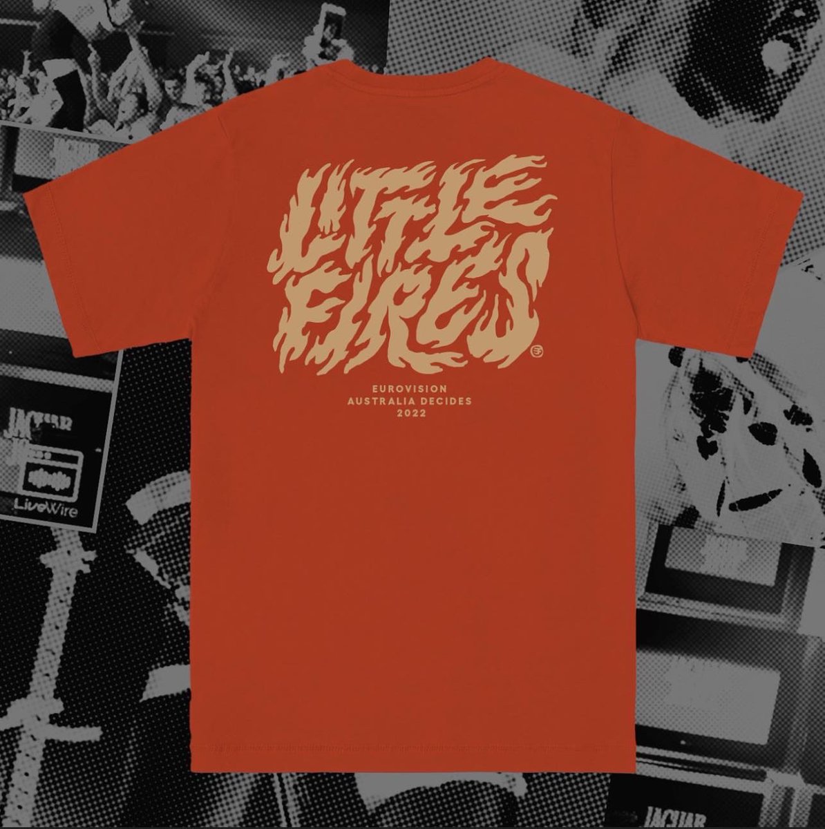 JaguarJonze's tweet photo. New ‘LITTLE FIRES’ 🔥🐯 Eurovision Australia Decides 2022 T-Shirts now available at https://t.co/ytp7kfEVyz

Don’t miss out! #jaguARMY https://t.co/33yzbcQGya