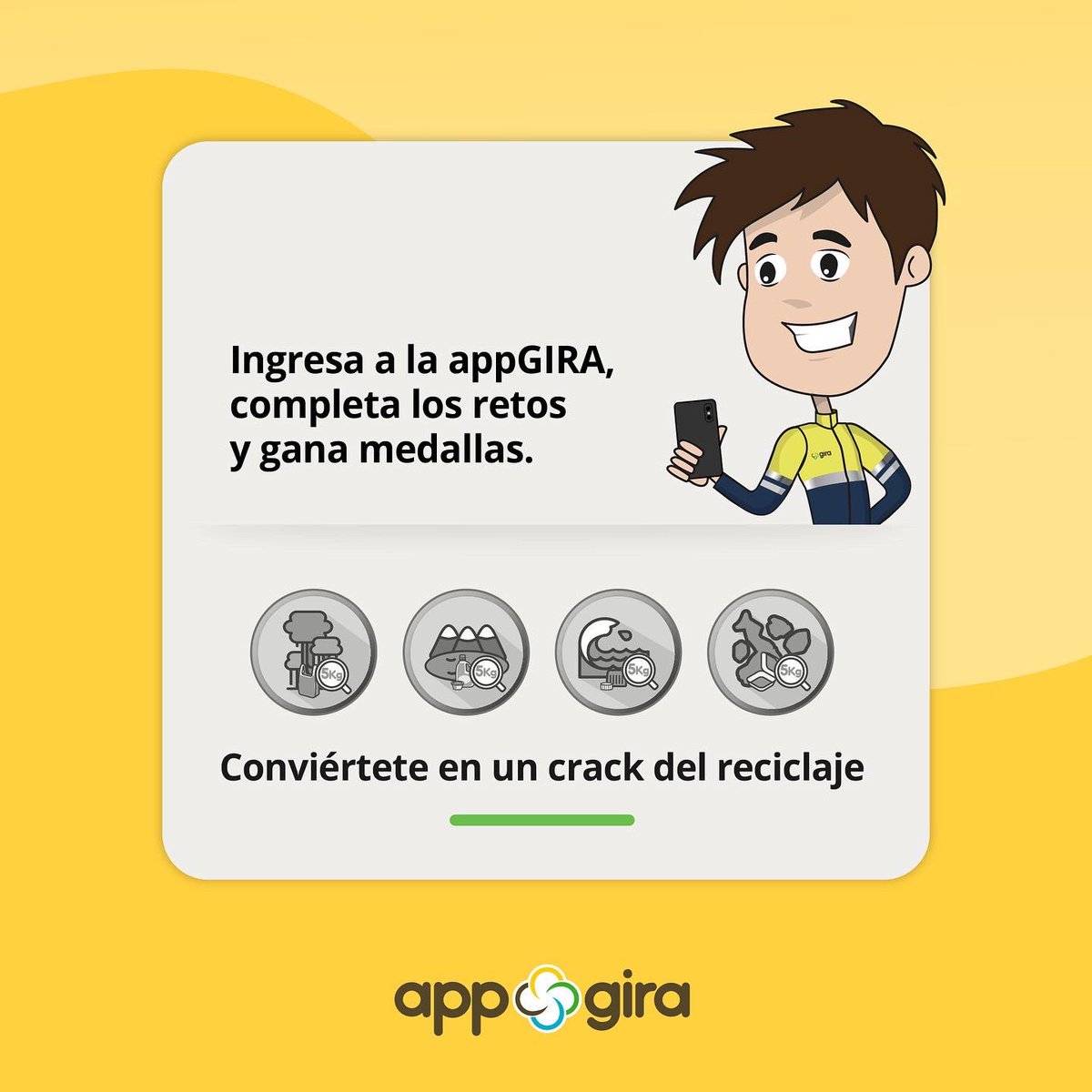 GiraReciclaEC's tweet photo. #appGIRA 😬¡Empezó febrero! 👉 Hay nuevas medallas en la appGIRA 🎖️ Para ganarlas debes cumplir con retos como reciclar en tu Punto GIRA ♻️📲 ¡Gánalas y conviértete en un experto en reciclaje y cuidado ambiental! 💚🌎
¡Nos une el deseo de mejorar el planeta!
#GIRA #appGIRA https://t.co/gT3O9zonsu