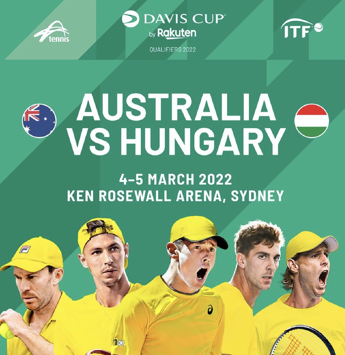 Catch a star-studded Aussie line-up at the 2022 Davis Cup by Rakuten Qualifiers on the 4 &amp; 5 March at Ken Rosewall Arena.

Save the date! Tickets are on sale this Tuesday 8 February from 12pm through Ticketmaster.