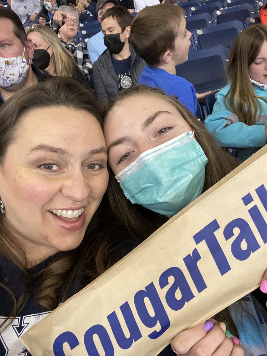 40eighteen's tweet photo. The essentials: my girl, cougar tail, and BYU men's volleyball. #GoCougs #byumvb section b row 8 seat 9 https://t.co/XT1YmnQlwh