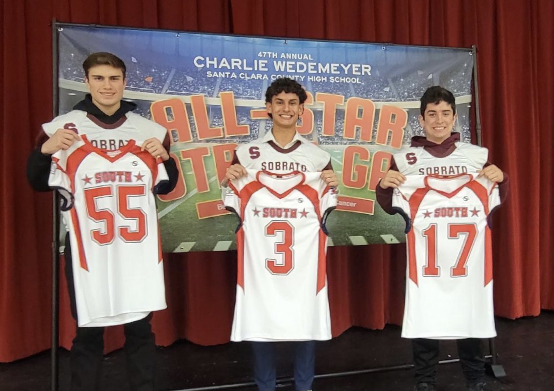 SobratoFootball's tweet photo. Goodluck to the following Seniors who will be competing in the 47th Annual Charlie Wedemeyer Allstar Football Game tomorrow night!
Mark Collins β22
Nathan Ortiz β22
Trey Bringuel β22
.
.
.
#WeAreSHS #2Claps2Barks #CW22 https://t.co/UrgtVLI9mb