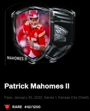 Got a rare Mahomes from my <a href="/NFLALLDAY/">NFL ALL DAY</a> pack today! If my Niners can't make the super bowl at least I can still rip packs and pull some great moments!