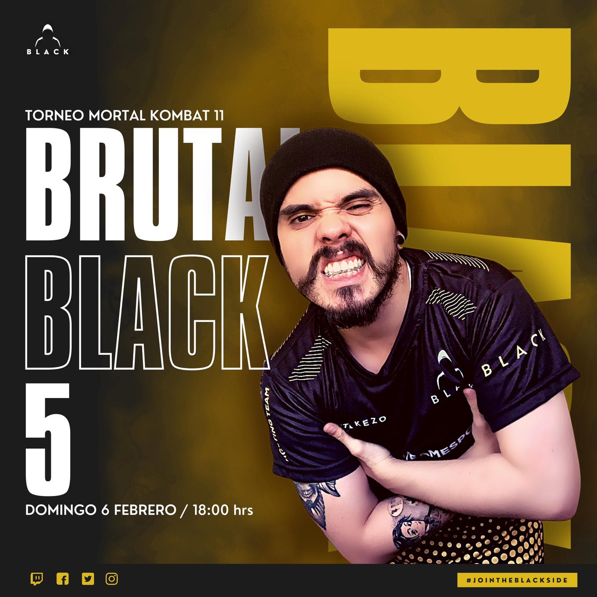 blackesportsfgc's tweet photo. Este domingo 6 de Febrero a las 18:00 hrs por nuestro Twitch, se realizará la 5ta versión del Torneo invitacional “Brutal Black” de MK11, en un emocionante top8!
Casteran nuestros grandes amigos @Lady_Ixel y @ChopasoFGC , no te lo puedes perder!
#JoinTheBlackSide #BlackEsports https://t.co/gcJMQYCtTS