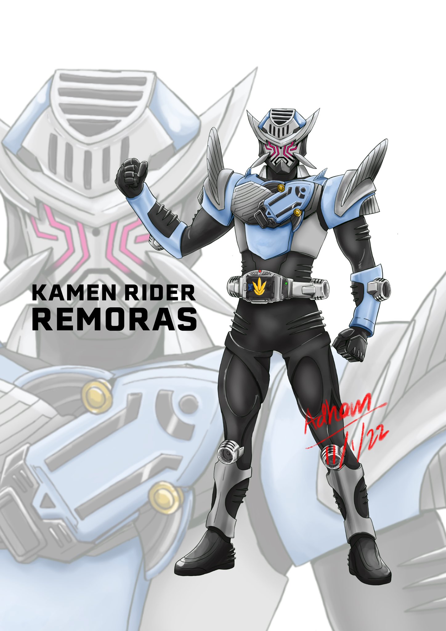 illustark on Twitter: "Kamen Rider Remoras… the idea js based on Remora fish #tokusatsu #