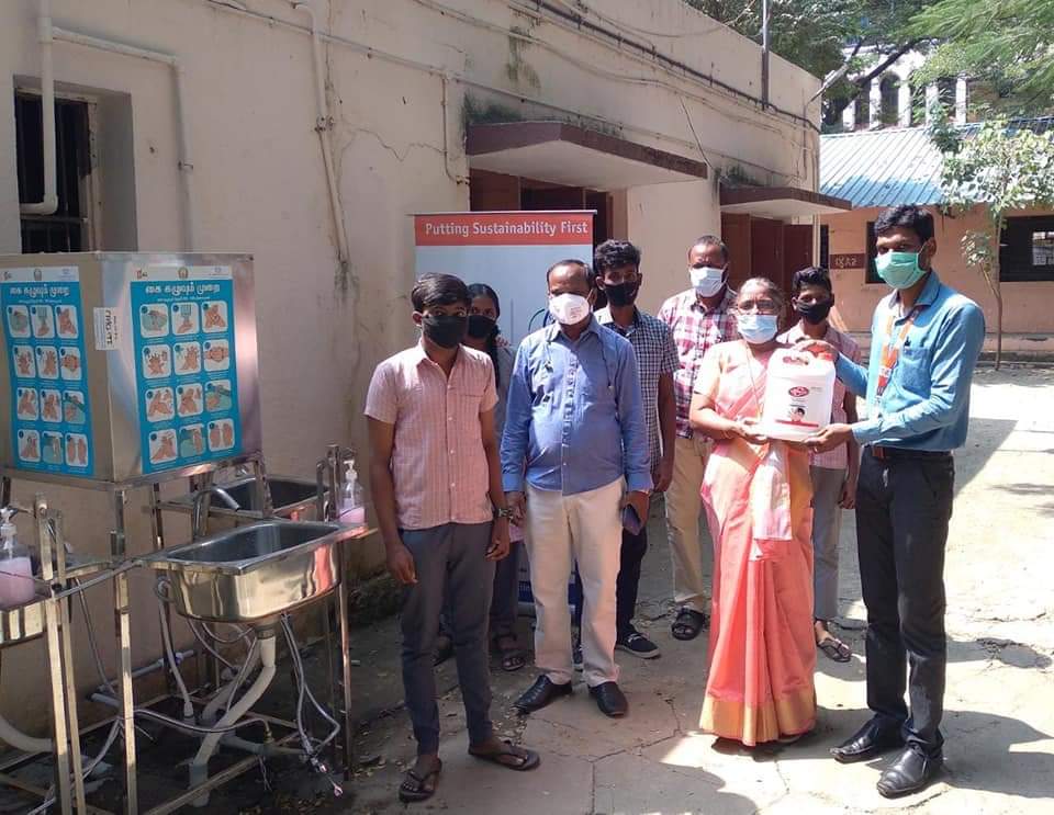 SFI's hand wash units were inaugurated yesterday by Project Officer Selvakumar S at Rangarajapuram &amp; MGR Nagar schools, who were also provided with soap and dispenser supplies to be topped up over a year.Thanks to our donor St James Place Charitable Foundation &amp; @SanFirstUK