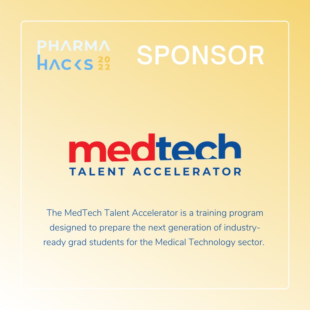 PharmaHacks's tweet photo. MedTech Talent Accelerator is a collaboration between various Canadian universities and companies, preparing graduate students for employment in the MedTech industry through seminars, courses, hackathons, job shadowing, and internships.

Register for PharmaHacks 2022 now! https://t.co/FBNeUavQtG
