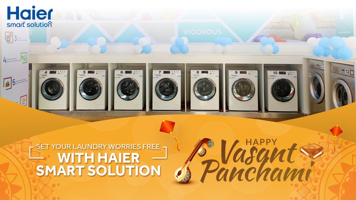 IndiaHaier's tweet photo. This spring season, let off your laundry woes with Haier Smart Laundry Solution. #HappyVasantPanchami
#VasantPanchami2022 #HaierSmartSolution #HaierAppliances #InspiredLiving #HaierIndia https://t.co/VUuJuGRsSW