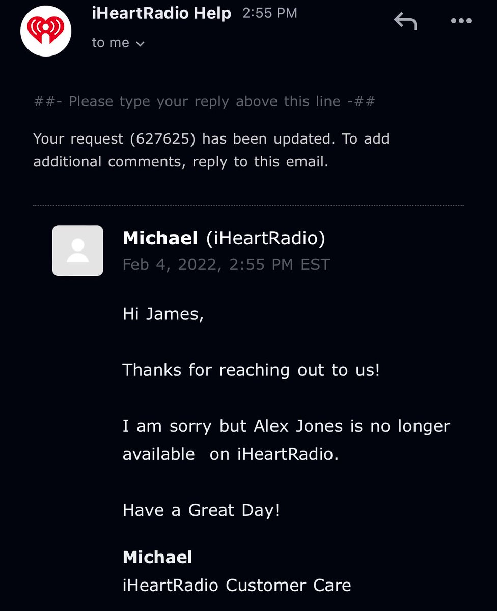 ZCool1892's tweet photo. Goodbye @iHeartRadio  👋

#infowars #alexjoneswasright #RESETWARS https://t.co/xxbGgXbyFt