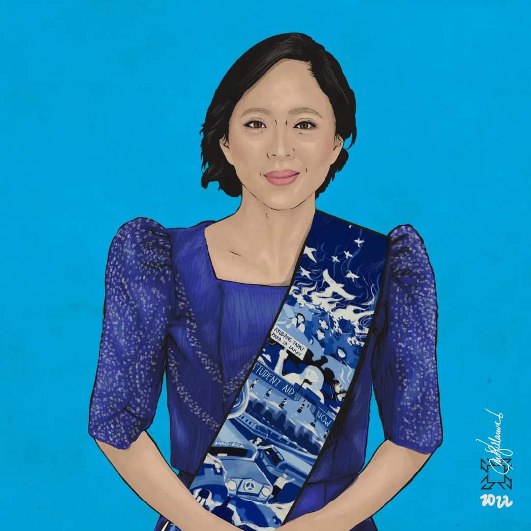 sarahelago's tweet photo. Husay talaga, padayon @micoselo 💙✊🏻 Gamit ang sash-panawagan mula sa likhang sining ni @albertraqueno! Saludo po sa mga kabataang artista ng bayan! Join #95Kabataan: https://t.co/q3Bi5SQ3cU #LabanKabataan #ColMe #LabCosaSenado #KayangKaya https://t.co/3TPEOF5ofP