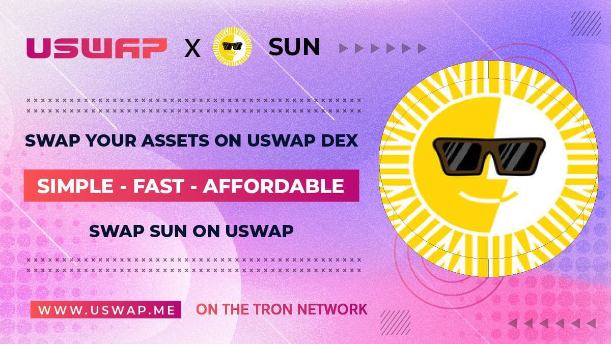 #SUN is listed at #Uswap DEX with trading pair #SUN / #UME
Provide liquidity with #sun/#ume to earn swap fees and farm #UME token. 

We welcome users to trade, provide liquidity, and farm #UME at uswap.me  ❤️

#defi #tron #uswap #DeFi #trading #crypto