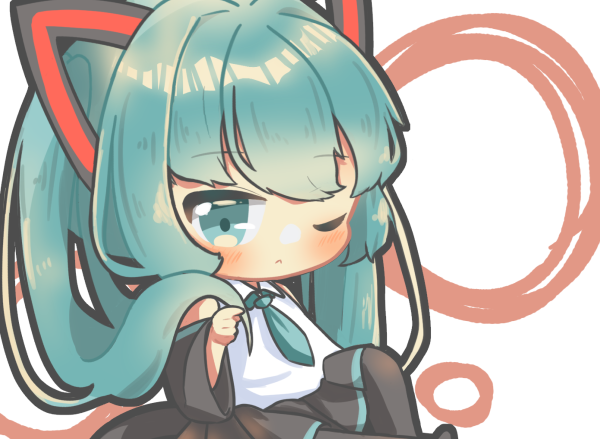 初音ミク「にゃんこの日
#初音ミク 」|しゅやのイラスト