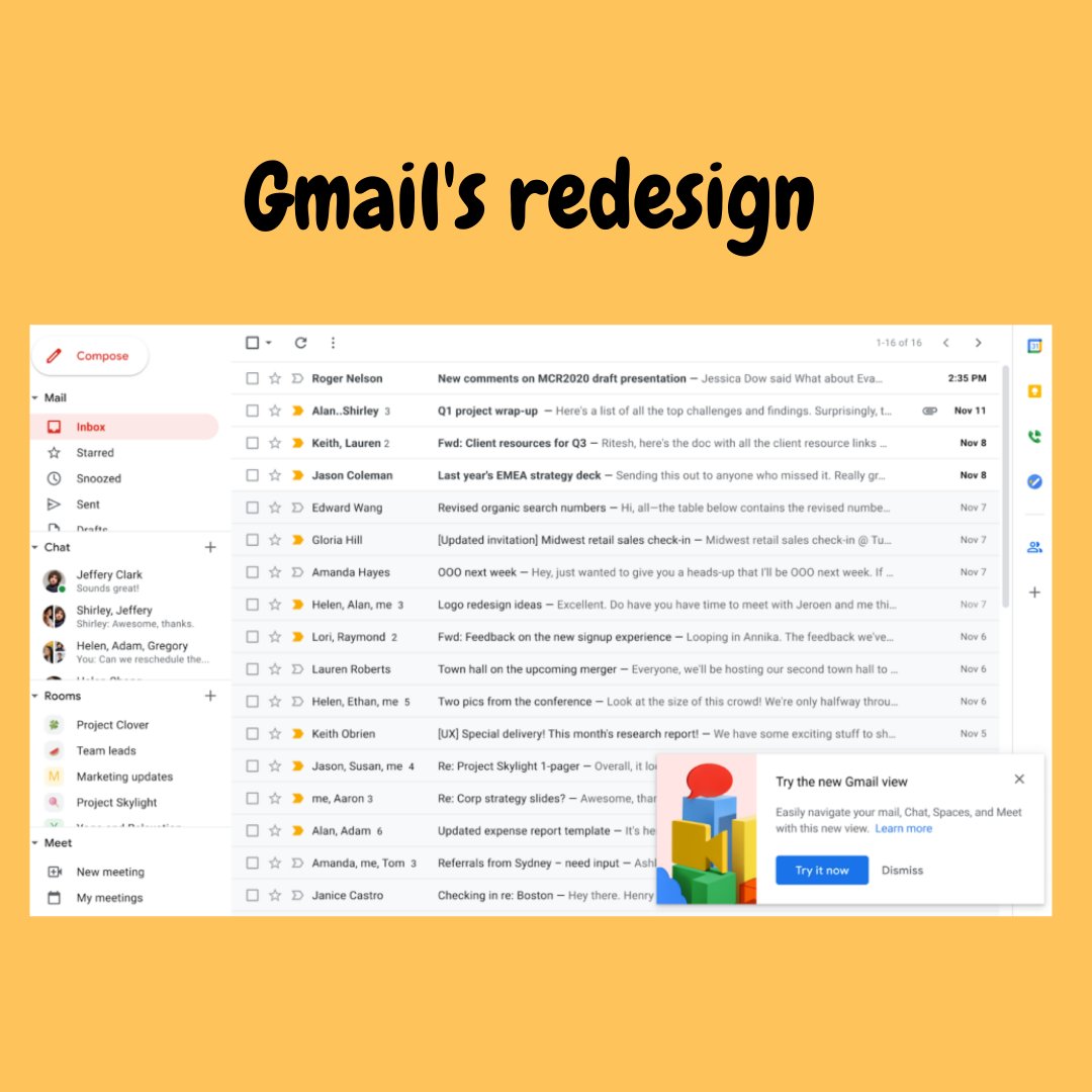 dakshjuneja's tweet photo. Google is rolling out its integrated view Gmail redesign next week. The new design adds Google Chat and Google Meet into Gmail. It will add a new navigation panel on the left side of the page for users to jump between Gmail, Google Chat, Spaces, and Google Meet.
#gmail #gmailcom https://t.co/TNfNF5eUua