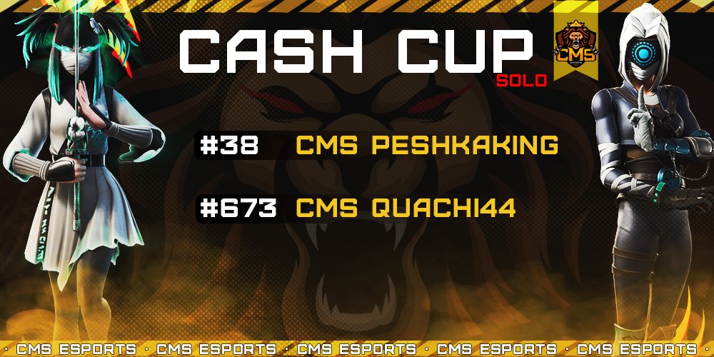 🏆Результаты на "SOLO CASH CUP" от наших игроков🏆

#38 место CMS PESHKAKING
#673 место cms quachi44

#fortnitecmsesports #cmsesports #FCCNEWS #FCC #cis #gogocms