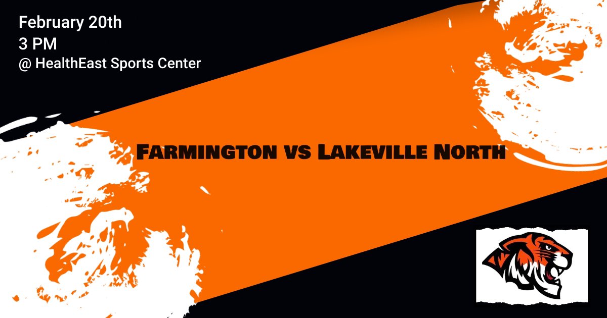 District 8 playoffs:
Tigers play North on Sunday, Feb 20th at 3pm @ Woodbury. 
#MakeSomeNoise #LetsGoTigers <a href="/YouthHockeyHub/">YHH</a> <a href="/FarmingtonFYHA/">Farmington Hockey MN</a>