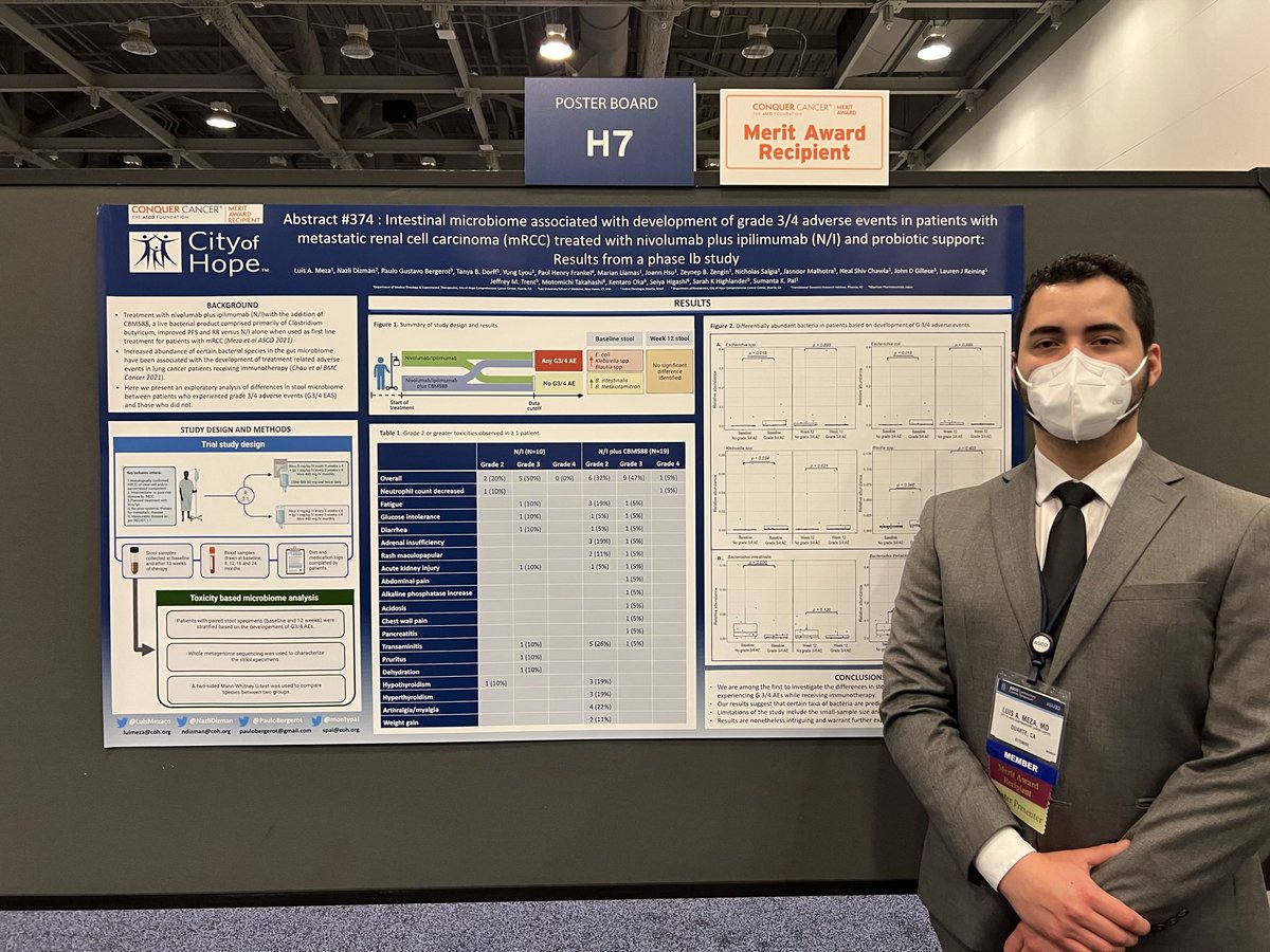 Nazli Dizman (@nazlidizman) on Twitter photo 🥁 Check out <a href="/ConquerCancerFd/">Conquer Cancer, the ASCO Foundation</a> winner #MeritAward poster of <a href="/LuisMezaco/">Luis A. Meza</a> looking at the differentially abundant microbial species between pts with and without Gr3/4 AEs with nivo/ipi +/- CBM588 <a href="/ASCO/">ASCO</a> #GU22
<a href="/montypal/">Sumanta K. Pal, MD, FASCO</a> <a href="/PauloBergerot/">Paulo G Bergerot</a> <a href="/ZeynepZengin/">Zeynep Zengin</a> <a href="/TDorffOnc/">Tanya Dorff</a> <a href="/CityofHope_GU/">Genitourinary Cancer Research Team @CityofHope</a> 🥁 Check out <a href="/ConquerCancerFd/">Conquer Cancer, the ASCO Foundation</a> winner #MeritAward poster of <a href="/LuisMezaco/">Luis A. Meza</a> looking at the differentially abundant microbial species between pts with and without Gr3/4 AEs with nivo/ipi +/- CBM588 <a href="/ASCO/">ASCO</a> #GU22
<a href="/montypal/">Sumanta K. Pal, MD, FASCO</a> <a href="/PauloBergerot/">Paulo G Bergerot</a> <a href="/ZeynepZengin/">Zeynep Zengin</a> <a href="/TDorffOnc/">Tanya Dorff</a> <a href="/CityofHope_GU/">Genitourinary Cancer Research Team @CityofHope</a>
