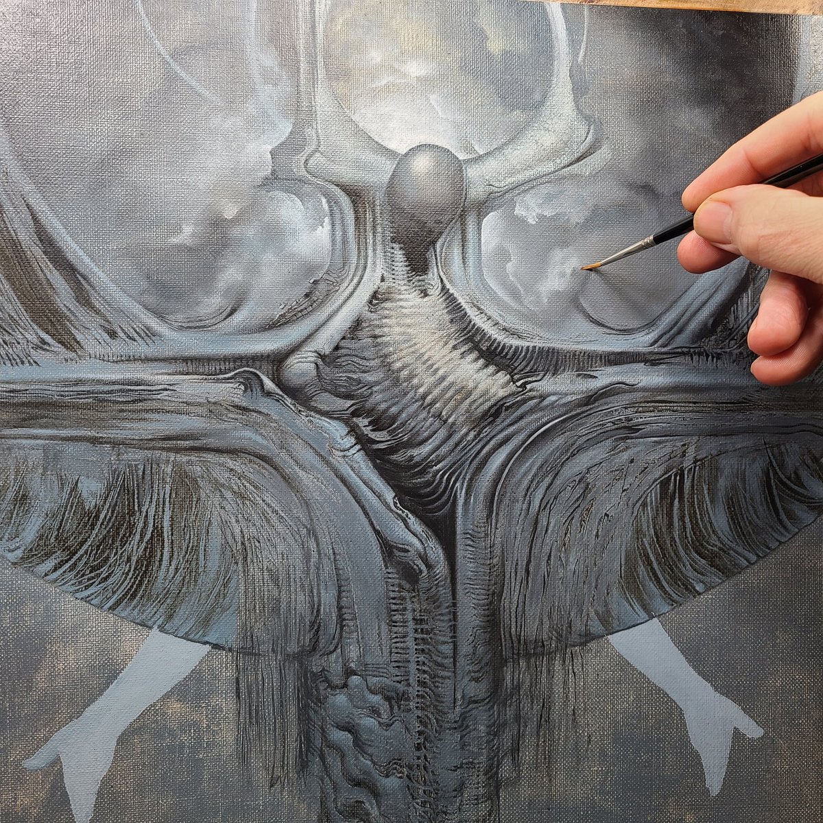On the easel at the moment, oil on board, it's a work in progress.
After a week off we will be going live again tonight on IG at I_JustDraw.

Aiming for 7pm CST. Come hang out and chat with us about art or art life as Allen draws something, don't know what yet, lol.😉
Vicki-