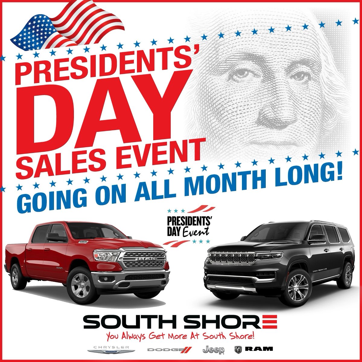 sscdjr's tweet photo. PRESIDENTS DAY SALES EVENT Arrive early to secure the best deal on your vehicle of choice https://t.co/8h80Yehcta