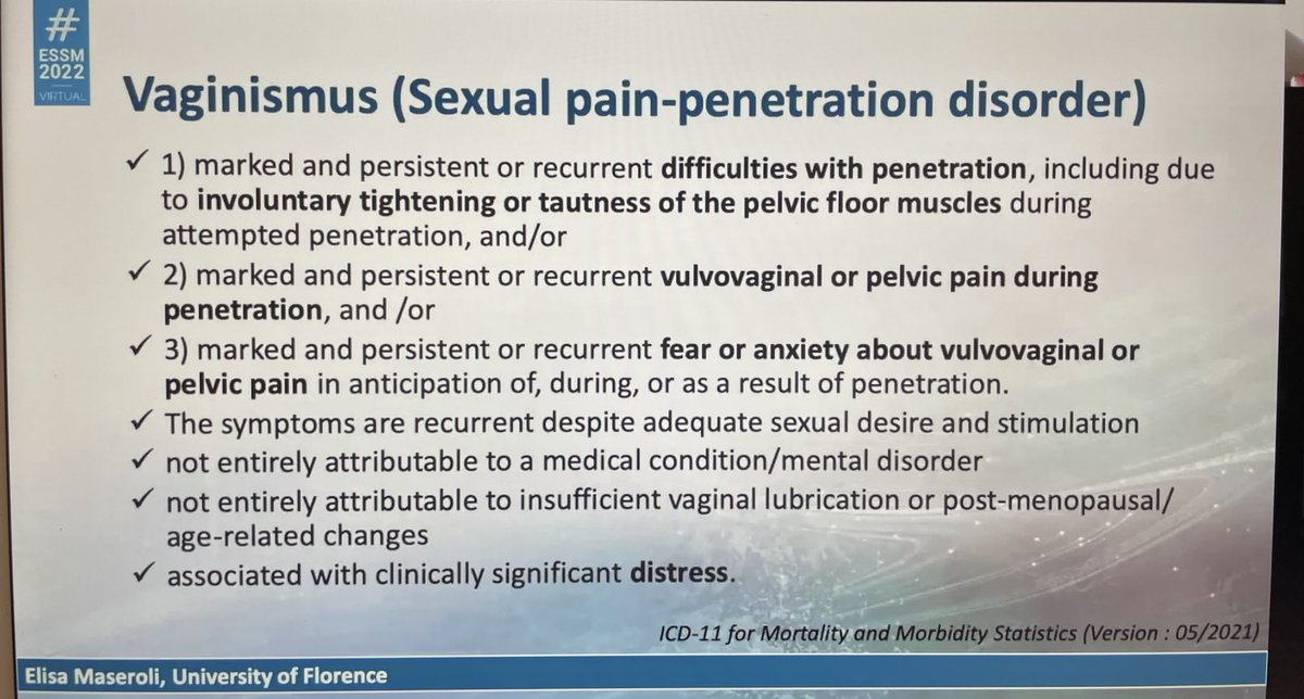#vaginismus unknown by many, undertreated by even more… important to educate and include questions about experience during vaginal penetration <a href="/essm_tweets/">European Society for Sexual Medicine (ESSM)</a> #ESSM2022 @Edop92 <a href="/DocBlecher/">Gideon Blecher</a> <a href="/NunoTomada/">Nuno Tomada</a> <a href="/MikkelFode/">Mikkel Fode</a> <a href="/elisamaseroli/">elisa maseroli</a>