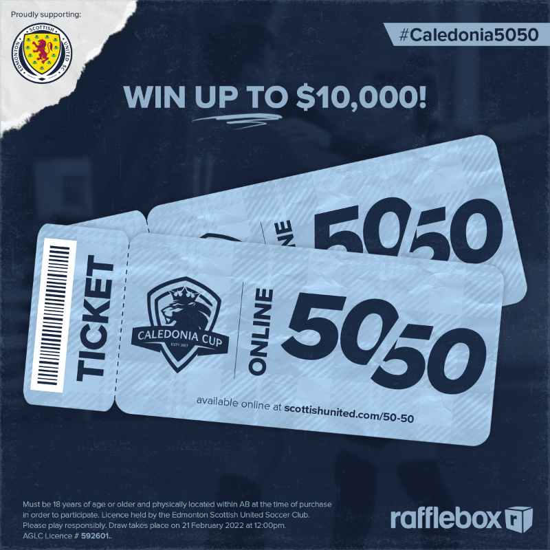 scottishunited's tweet photo. Our Caledonia Cup 50/50 is now live — take in the tournament, support Scottish United, and win up to $10,000!

#Caledonia5050 | #GoTartans
